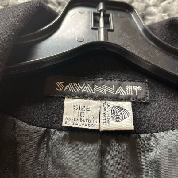 Savannah Women's Vintage Black Wool Blend Blazer Coat Size 16 - Picture 3 of 11